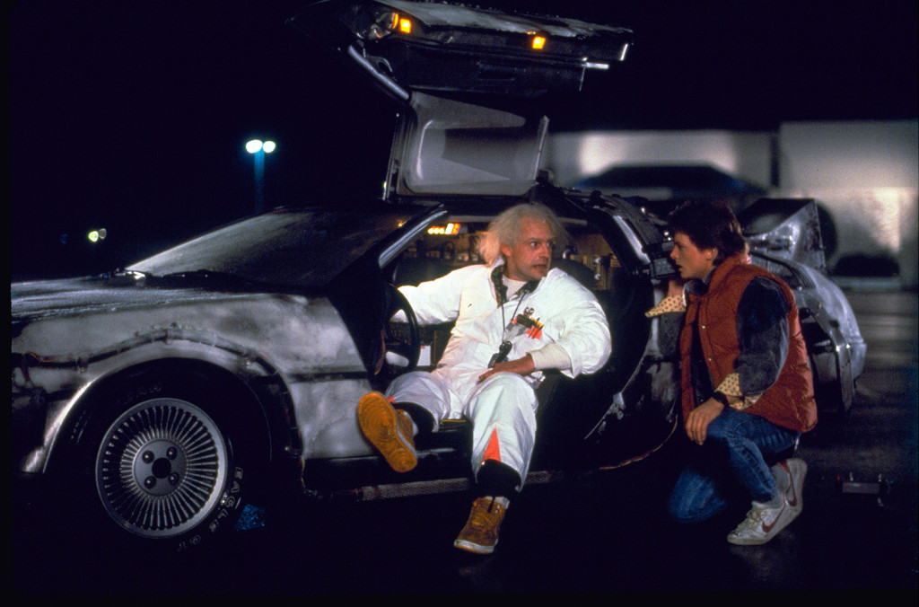 This photo provided by Universal Pictures Home Entertainment shows Christopher Lloyd, left, as Dr. Emmett Brown, and Michael J. Fox as Marty McFly in the 1985 film, "Back to the Future." The Associated Press