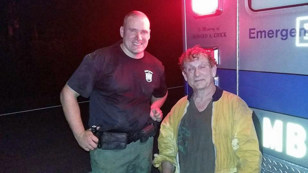 Fish and Game Warden Richardson and skydiver Peter Shikli, who was rescued Sunday night from York County swamp (Photo courtesy of Lebanon Fire-EMS)