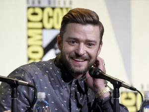 Justin Timberlake attends the "Trolls" panel on day one of Comic-Con International on Thursday.