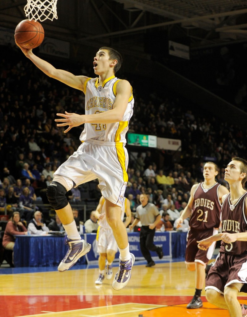 Louie DiStasio of Cheverus goes in for a layup off a fast break.