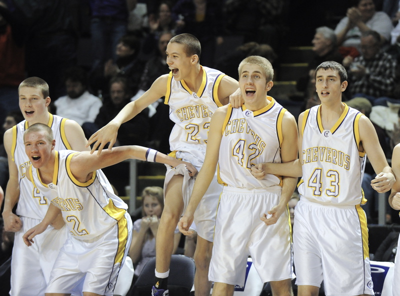 With the game almost over and victory seconds away, the Cheverus bench was a place for celebration. The top-ranked Stags beat second-seeded Westbrook 56-46 at the Cumberland County Civic Center and will play Edward Little for the state title.