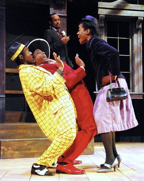 Eric Lockley, Alan Tyson, Jonathan McCrory and Angie Browne in a scene from the play, an adaptation of three stories by American folklorist and writer Zora Neale Hurston.