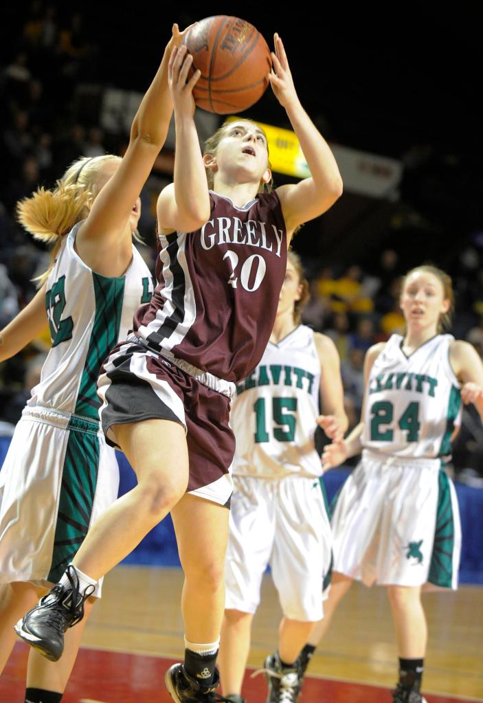 Nicole Faietta, who led Greely with 15 points, including 12 in the second half, finds an opening in the Leavitt defense.