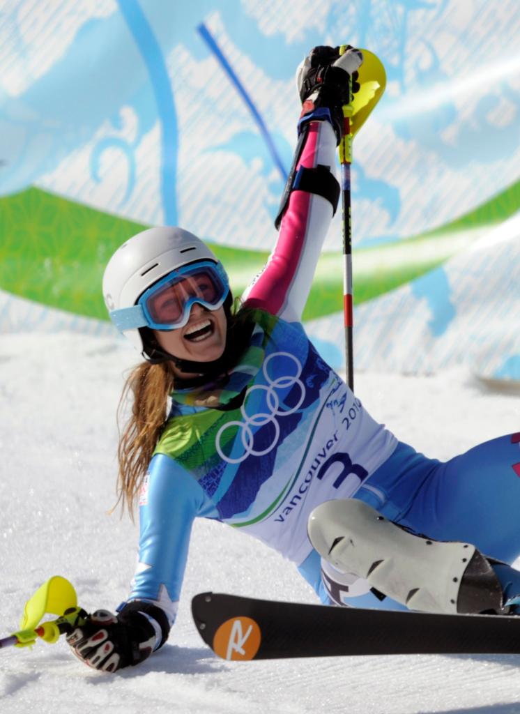 The Associated Press Julia Mancuso had a moment of pure joy Thursday, falling to the snow to celebrate her silver medal in the super combined event.