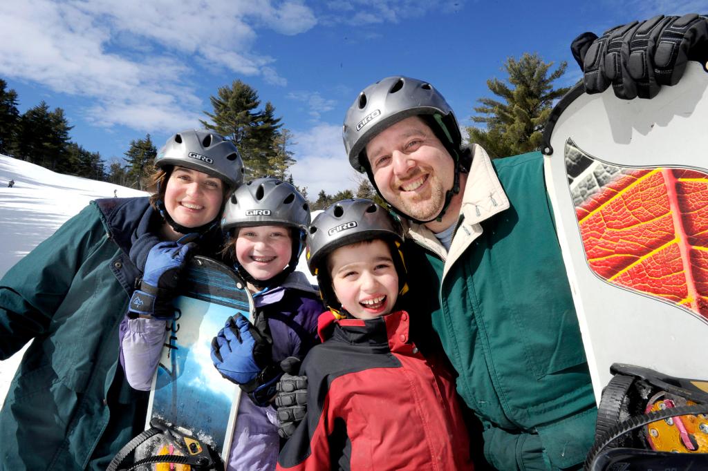 From left: Melanie, Deidre, Peter and Drew Sachson their ski/snowboard adventure at Lost Valley.