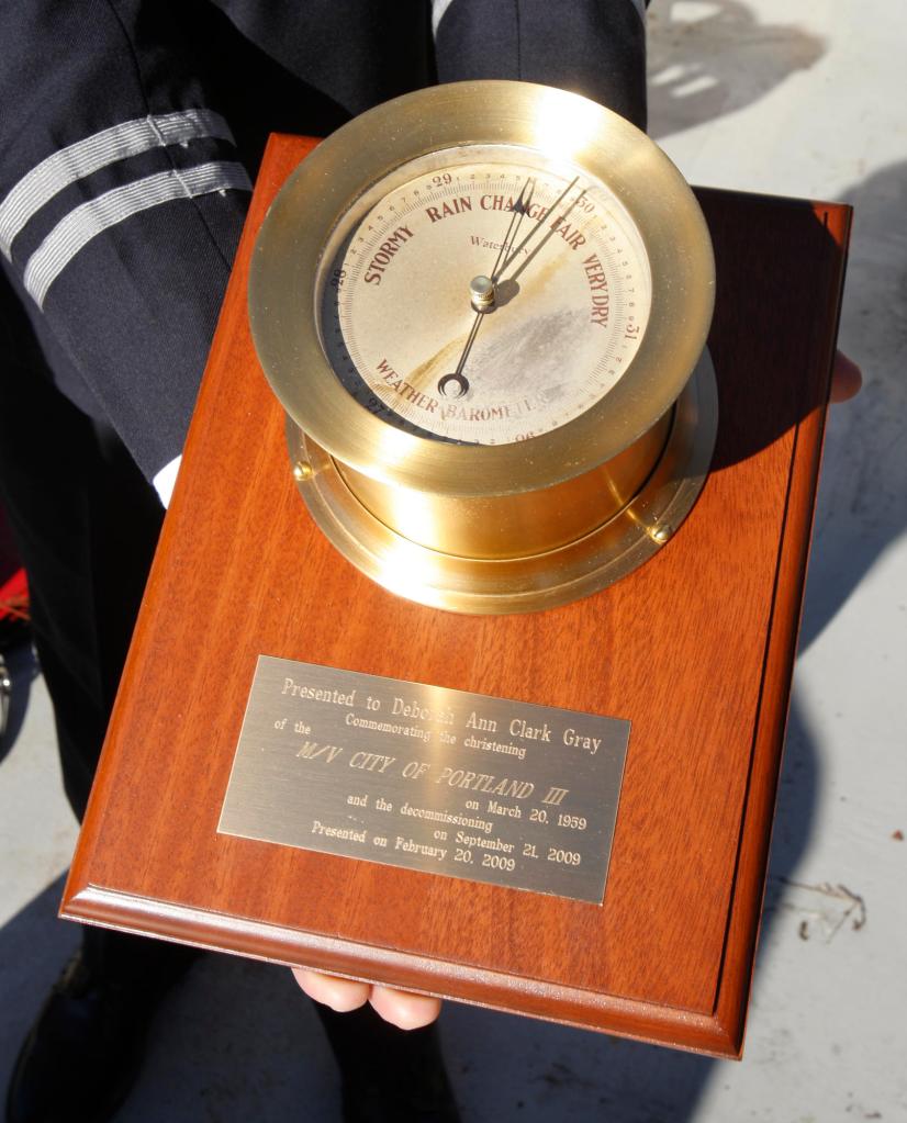 This refurbished barometer is from the City of Portland III fireboat, which will be decommissioned and put up for sale later this year.