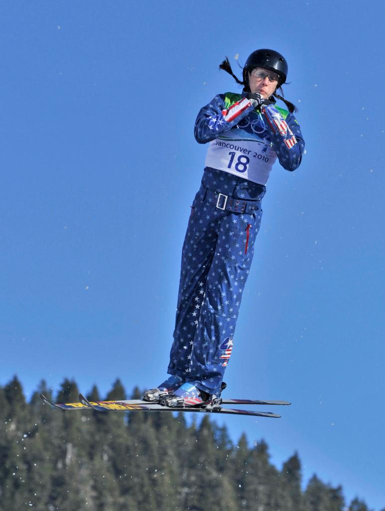 Emily Cook, a graduate of Carrabassett Valley Academy who lives in Park City, Utah, was one of 12 women to qualify for the freestyle skiing aerials finals Saturday.