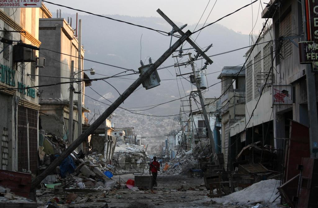 Power poles and cables still lie snapped on streets all over Port-au-Prince more than a month after the Jan. 12 earthquake. The city immediately needs $40 million to get its grid back to pre-quake status and pay its workers, hundreds of whom are living in tents.