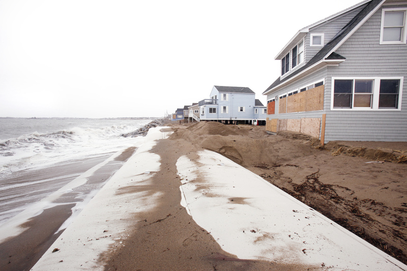 Recent storms have washed the sand off a 300-foot sand tube in Saco that was put down after the Patriots Day storm of 2007 washed away most of Surf Avenue. The storms did $5 million worth of damage in Maine – $2.7 million in York County alone.