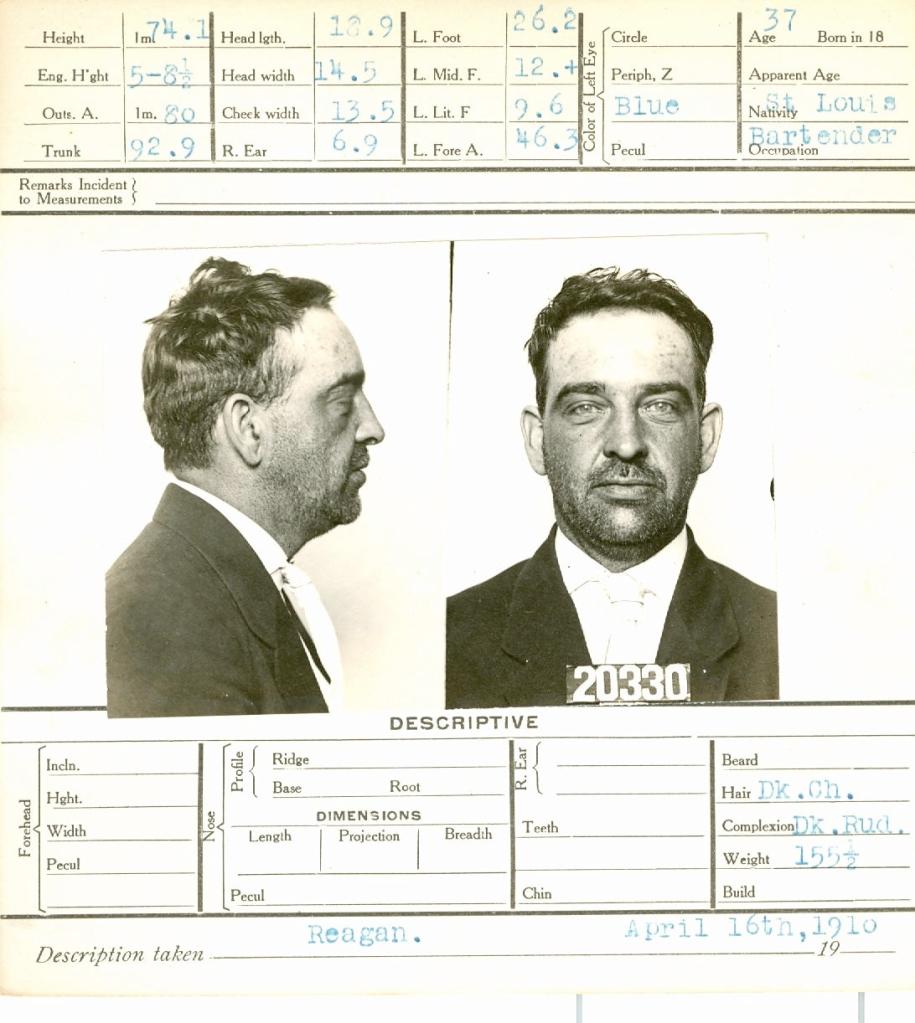 “Untitled” mug shot of a former restaurant worker from the collection of Lou Jacobs on view at Rabelais.