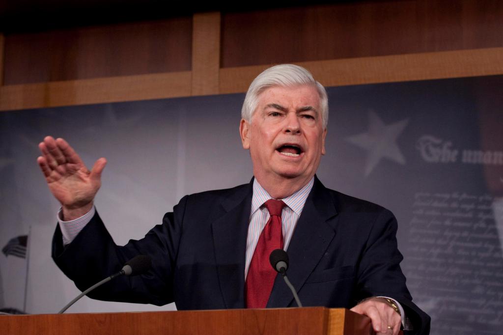 Senate Banking Committee Chairman Sen. Christopher Dodd, D-Conn., holds a news conference Thursday. Dodd says he will offer his own version of a sweeping overhaul of financial regulations without Republican support.