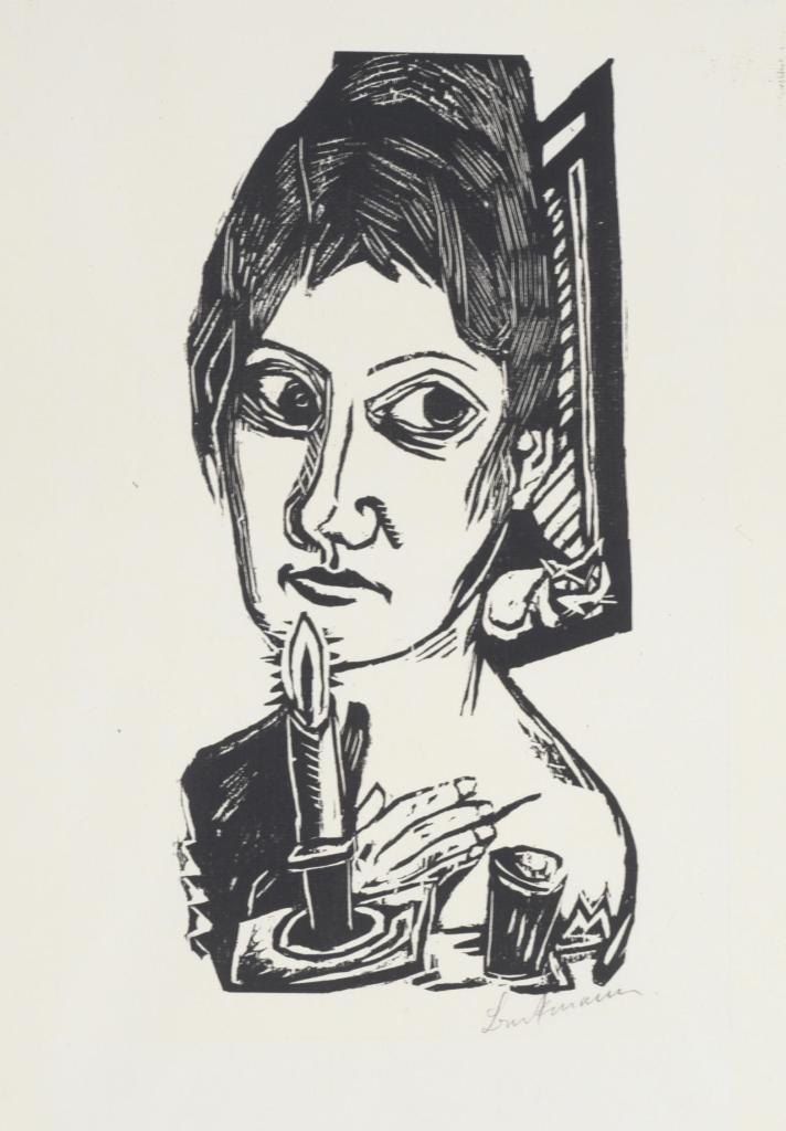 "Woman with Candle," 1920, woodcut