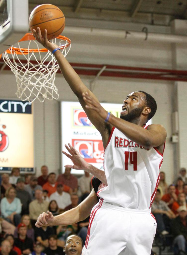 Marcus Landry of the Red Claws rolls in a layup for two of his 34 points Sunday in a 118-107 victory over the Springfield Armor at the Portland Expo.