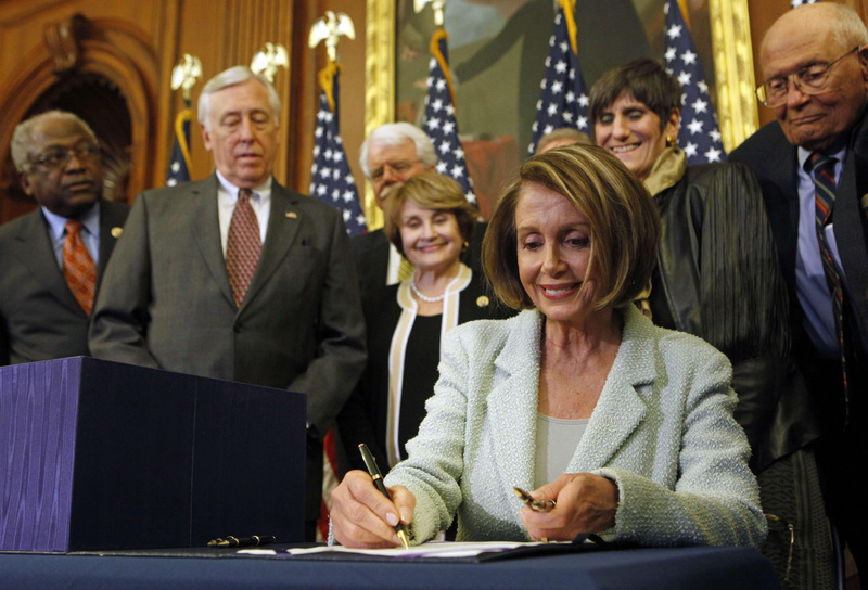 House Speaker Nancy Pelosi, D-Calif., signs the health care reform bill Monday, sending it on to President Obama for his signature today. Republicans will make a last push this week to derail the package of fixes to the legislation in the Senate.