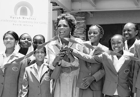 Oprah Winfrey is shown in 2007 at the opening ceremony of her Leadership Academy for Girls School at Henley-on-Klip, South Africa.