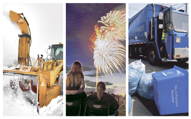 The proposed Portland city budget calls for less snow removal, no Fourth of July fireworks and increased fees for trash bags.