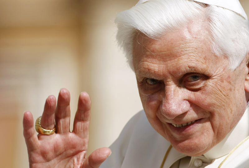Pope Benedict XVI waves during his weekly general audience, in St. Peter's Square, at the Vatican. An uproar has followed reports that, as an archbishop years ago in Germany and later as a Vatican cardinal, Benedict and his aides were slow to defrock abusive priests