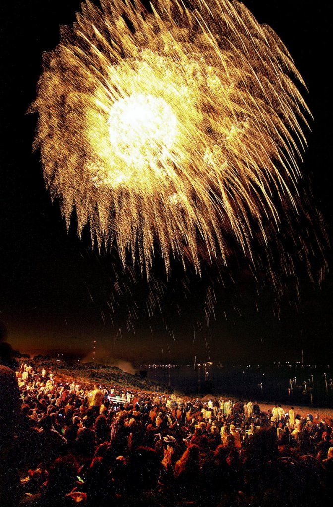 Scenes like this one on Portland’s East End on July 4, 2005, could become scarce under a budget proposal to eliminate the fireworks show, saving an estimated $45,000. The city manager said he hopes to find a sponsor to pay for the show.