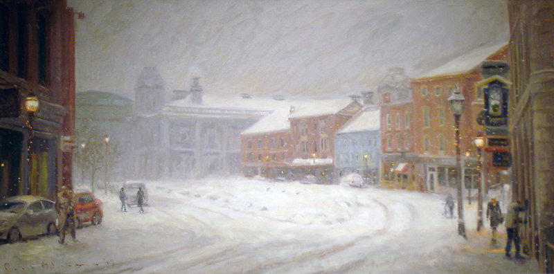 "Boothby Square, Winter" by Paul Black, oil on canvas