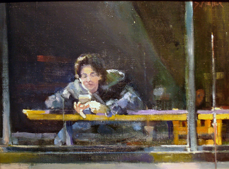 "Coffee Break" by Stan Moeller, oil on canvas