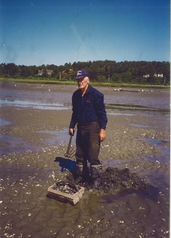 Eldred Harmon, shown at 89, was still clamming on the flats in Scarborough when he was well into his 90s.