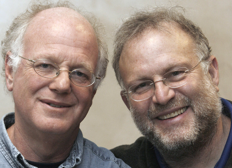 Vermont ice cream entrepreneurs Ben Cohen, left, and Jerry Greenfield back legislation that would allow corporations to write a social mission into their legal charters.
