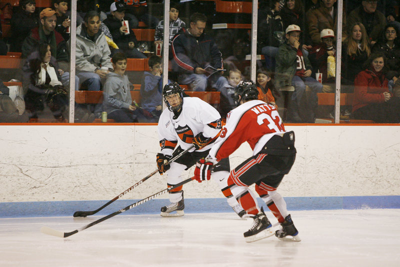 Dan Bartlett, left, of Portland decided to stay at Princeton after the hockey season to complete his courses rather than sign with an ECHL team.