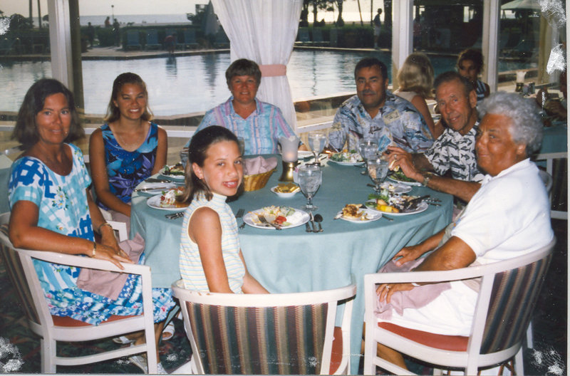 Charlotte Cote, right, is shown with her family. Around the table from the right are her husband Robert, son Ronald, daughter-in-law Linda Cote, granddaughter Cassandra Cote Grantham, daughter Pamela Potter and granddaughter Chelsea Cote.