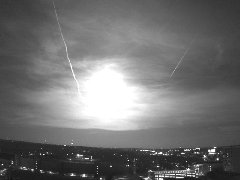 A photo released by the University of Wisconsin-Madison Department of Atmospheric and Oceanic Sciences shows a fireball as it passed over Madison, Wis., Wednesday night.