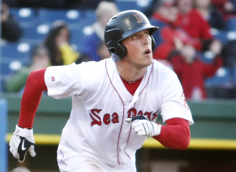 Portland's Lars Anderson watches as his home run sails over the wall against the Binghamton Mets at Hadlock Field on Monday. Anderson went 2 for 4 and is batting .316.