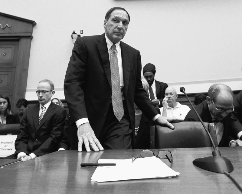 Richard Fuld, former CEO of Lehman Brothers, arrives to testify Tuesday before the House Financial Services Committee.