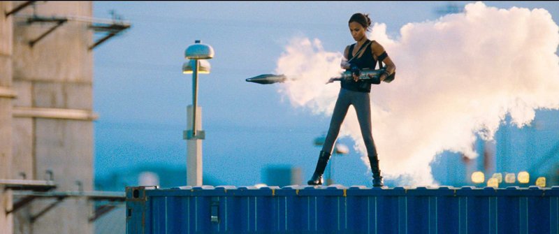 Zoe Saldana is Aisha in the new action film “The Losers.”