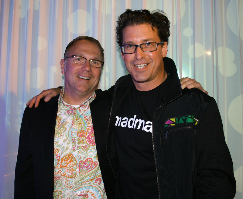 The show’s emcee Chris Kast and the show’s organizer Paul Drinan, who is wearing Mad Girl World.