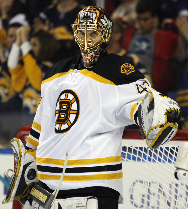 Goalie Tuukka Rask and the Boston Bruins host the Buffalo Sabres tonight trying to wrap up their first-round series with a Game 6 victory.