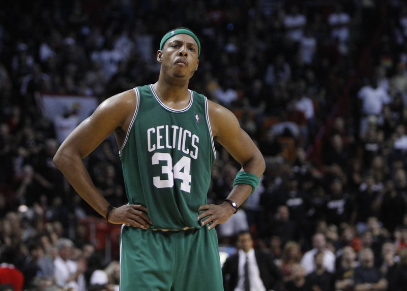 Paul Pierce of the Celtics has little reason to be pleased late in the fourth period after watching Miami survive Boston’s late rally on the way to a Game 4 victory.
