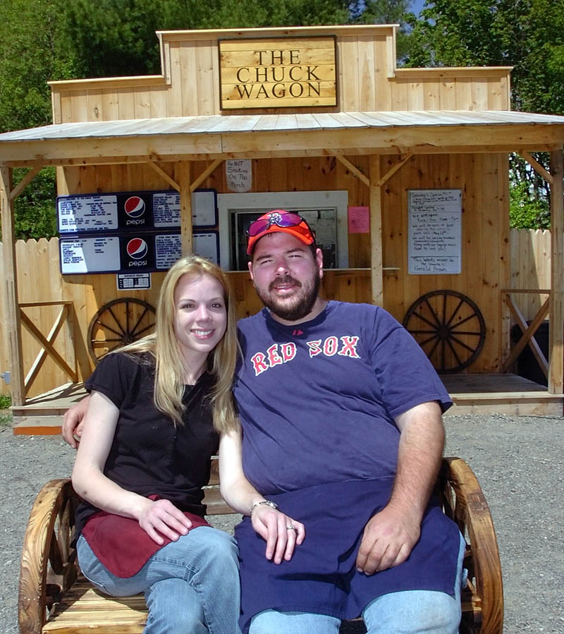 MAY WE TAKE YOUR ORDER?: Brandy and Josh Pinkham hope sales will jump this weekend during the popular 10-mile yard sale at their Chuck Wagon lunch stand in Cornville.