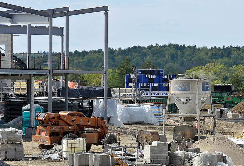 The construction of a new elementary school in Falmouth where a track and multipurpose athletic field once existed has caused the high school track and field team to seek alternative facilities for practices.