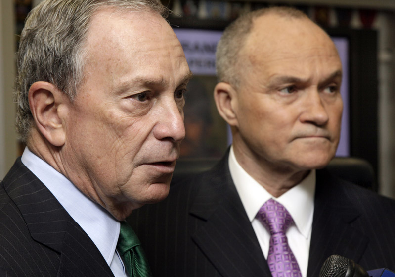 New York Mayor Michael Bloomberg, left, and Police Commissioner Raymond Kelly, answer media questions today.