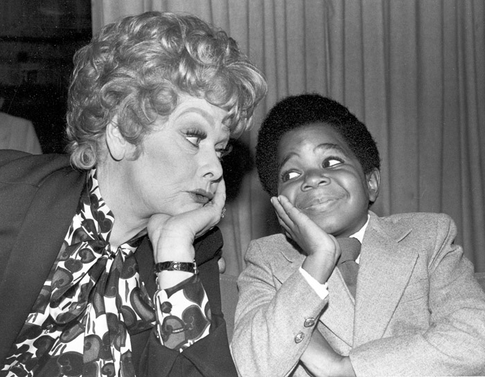 In this 1979 photo, comedian-actress Lucille Ball, left, poses with actor Gary Coleman during a break in filming "The Lucille Ball Special."