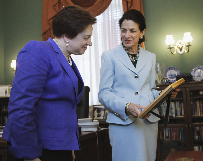 Supreme Court nominee Elena Kagan meets with Sen. Olympia Snowe, R-Maine, on Capitol Hill today.