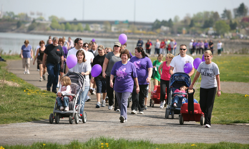Walkers make their way along the Back Cove during the March of Dimes March for Babies in Portland on Sunday.