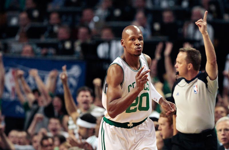 Ray Allen and the Celtics are one win away from a trip to the NBA finals after routing the Orlando Magic 94-71 Saturday night to take a 3-0 series lead.