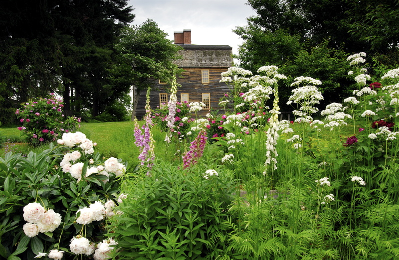 Flowers are in bloom at the Tate House, where an herb sale will be held Saturday morning.