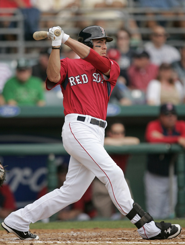 In this March 10 file photo, Boston Red Sox's Jacoby Ellsbury hits a home run in the third inning of a spring training game in Fort Myers, Fla. Ellsbury hit two home runs in the game.