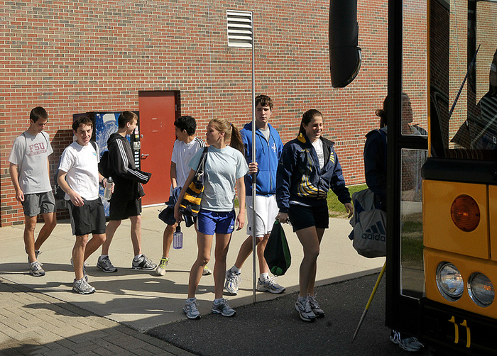 One solution to the Falmouth Track team's problem has been boarding a bus to travel to Gray-New Gloucester High School, where it works out at the Patriots' facility.