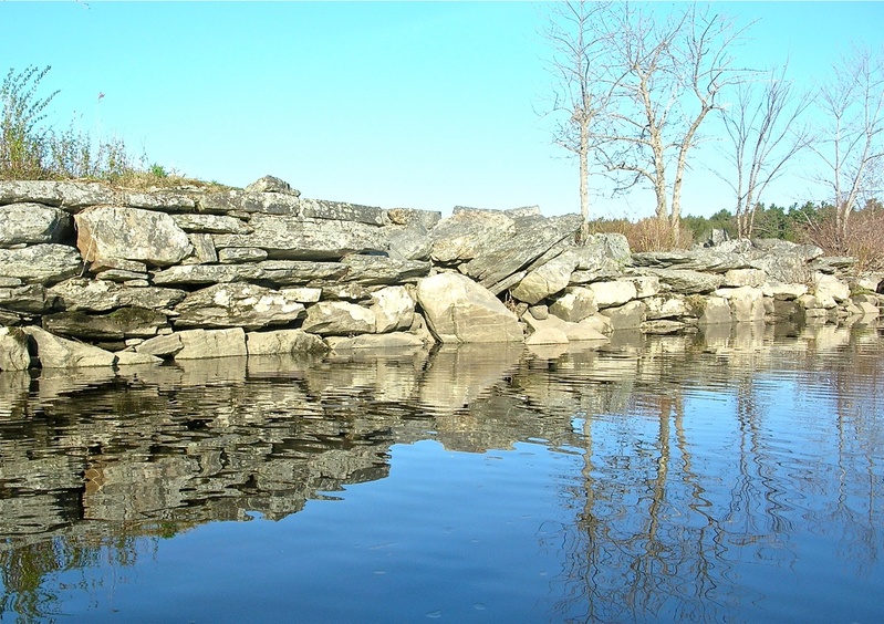 The granite remains of the former Merrymeeting Bay Bridge.