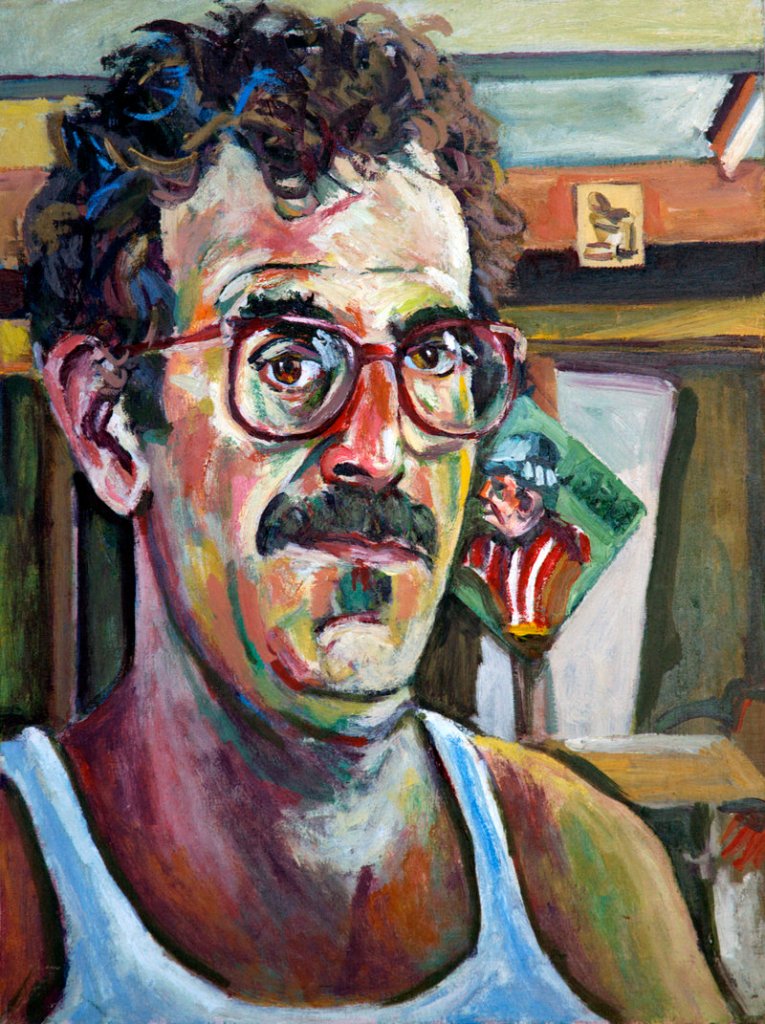 “Self Portrait with Profile of Bern Porter,” 1986
