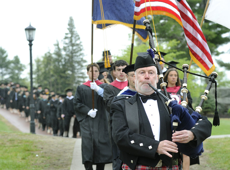 Bob Gillis of Old Orchard Beach leads the procession of graduates.