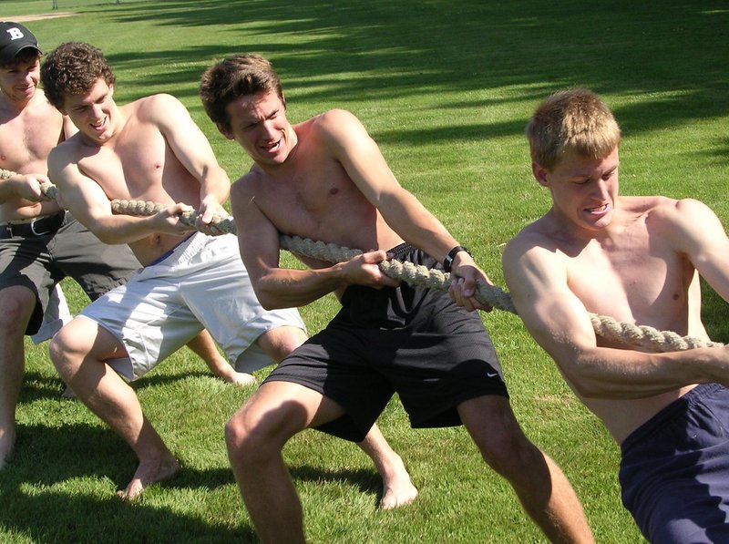 A tug-of-war promotes fitness and can be a good time.