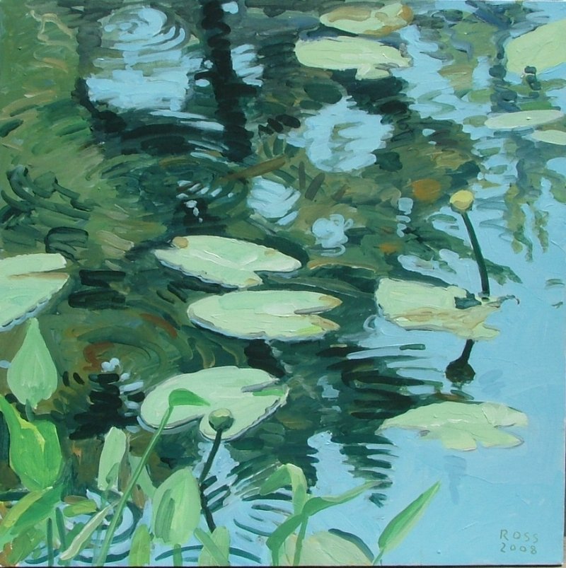 "Pond Study" from "Watermarks: Recent Painting by Stuart Ross" at the Chocolate Church Arts Center in Bath.